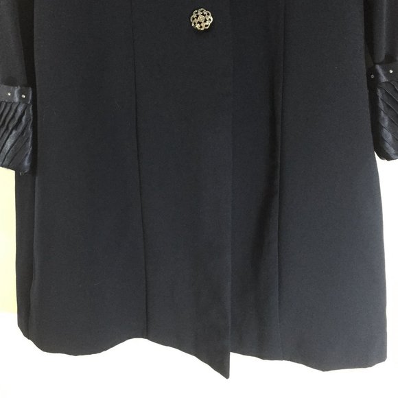 Dark Academia Womens Navy Blue Long Sleeve Dress Size 12 Button Front Princess C - Picture 8 of 10